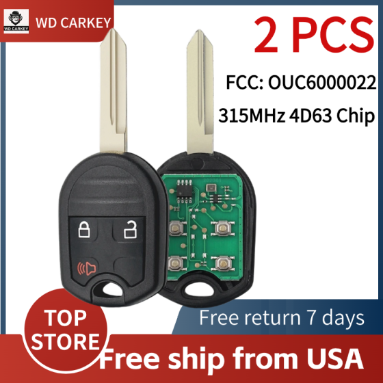 Ford 2+1 Buttons 315MHz 4D63 Chip OUC6000022